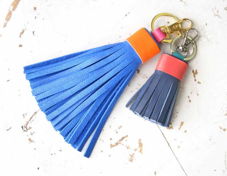 Leather Tassel Keychain Purse Bag Charm Gift for Her Leather Gift Etsy