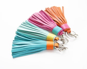 Leather tassel Keychain Bag charm Bridesmaid Gift