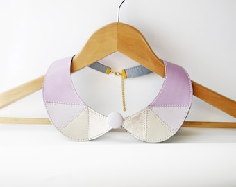 Peter Pan Collar Necklace Detachable Collar Geometric Leather Jewelry Lavender Wedding