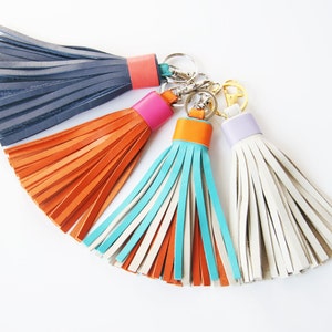 Leather tassel Keychain Bag charm Bridesmaid Gift image 2