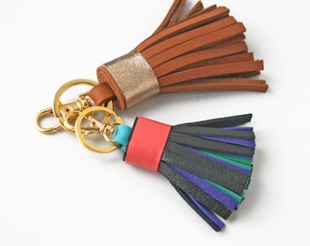 Leather Tassel Purse Bag Charm Leather Tassel Key Chain Anniversary Keychain