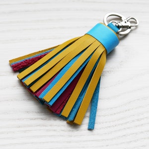 Leather Tassel Purse Bag Charm Leather Tassel Key Chain Anniversary Keychain image 7