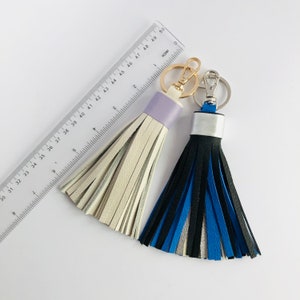 Leather tassel Keychain Bag charm Bridesmaid Gift White lavender