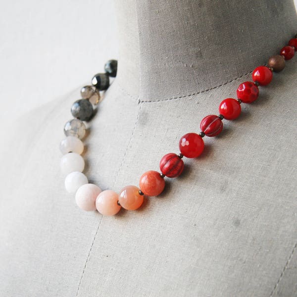 Beaded Necklace Statement Necklace Ombré jewelry Round Bead Necklace Geometric jewelry Bubble Necklace