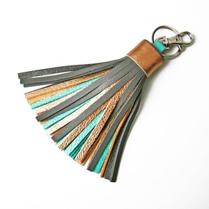 Colorful Leather tassel Fringe Keychain Key chain Bag charm Bridesmaid Gift Multicolor image 8