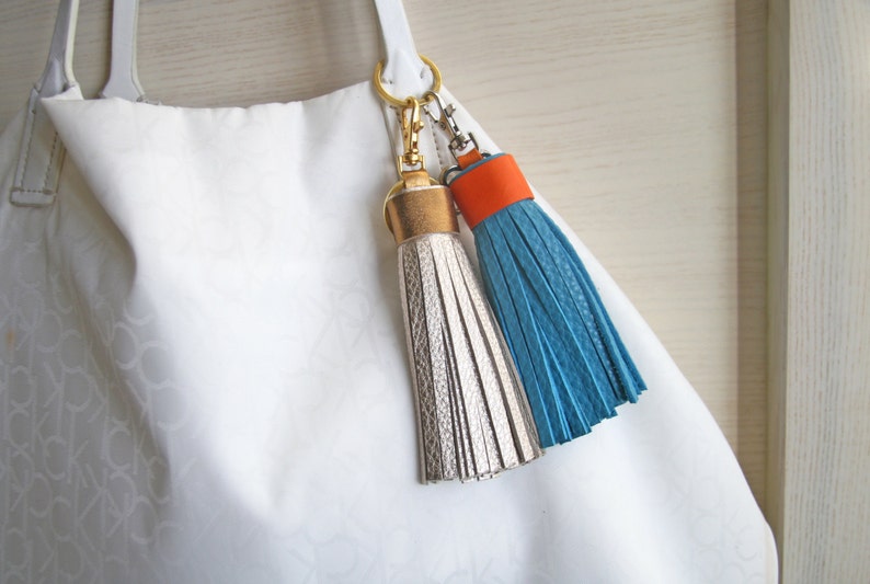 Leather Tassel Keychain Bag Charm Bridesmaid Gift Etsy