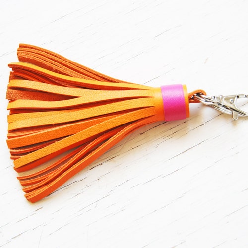 Leather Tassel Keychain Bag Charm Bridesmaid Gift Etsy