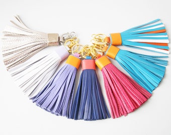 Leather tassel Key chain Bag charm Fringe keychain Bridesmaid Gift