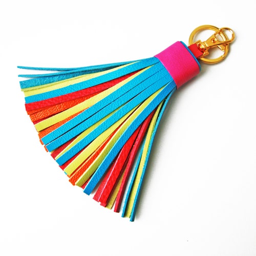 Leather Tassel Keychain Bag Charm Bridesmaid Gift Etsy