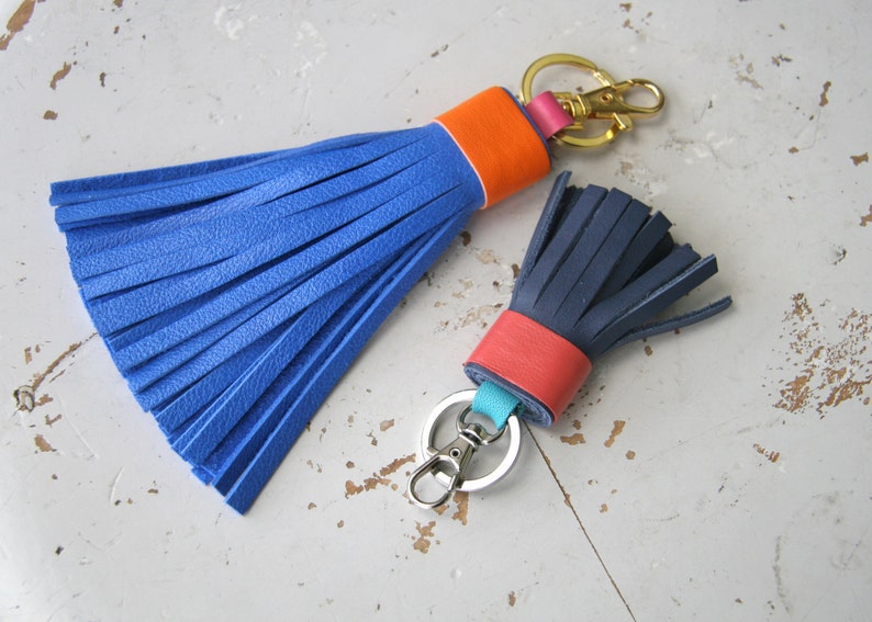 Leather Tassel Keychain Purse Bag Charm Gift for Her Leather Etsy
