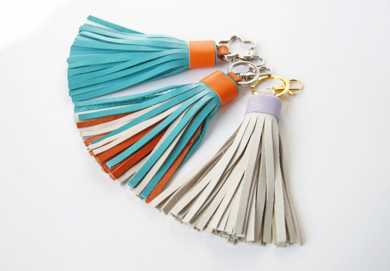 Leather tassel Keychain Bag charm Bridesmaid Gift image 4