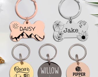 Custom Dog Bone ID Tag: Engraved Stainless Steel Pet Collar