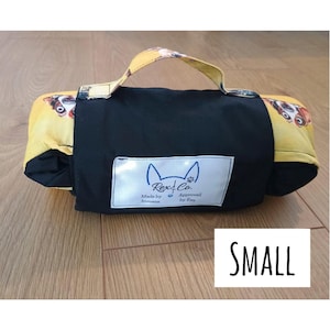 Roll-up Dog Settle Mat/ Travel Mat for Small Dogs (Yellow cartoon dogs).