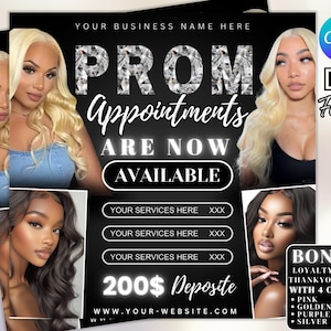 Prom Makeup Artist Flyer: Canva Editable Template