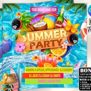 Sommerparty Flyer, DIY Flyer Vorlagendesign, Pool-Party einladen Flyer, Sommerpause Party Flyer, Sommer-Event-Flyer, vorgefertigter Instagram-Beitrag