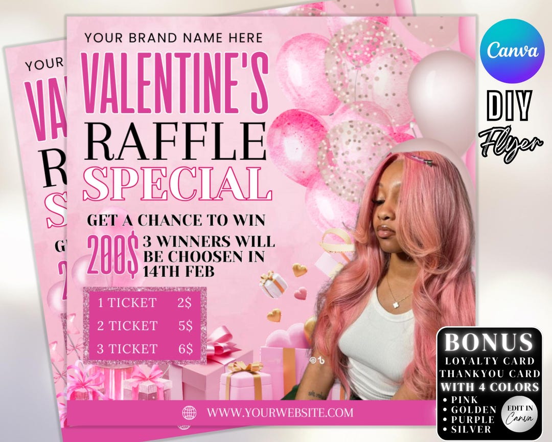 Valentines Raffle Flyer Template, Valentines Day Raffle Giveaway Flyer ...