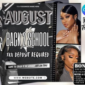 August booking flyer, August flyer