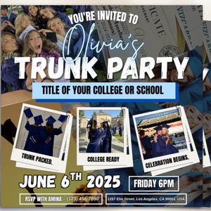 Trunk Party Flyer: Editable Graduation Invitation Canva Template (Digital Download))