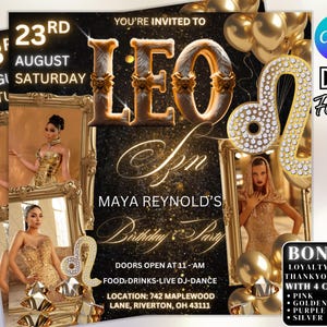 Leo Birthday Party Flyer, Birthday Szn Flyer, Leo Invitation Flyer, Leo Birthday Event, Social Media Flyer, Premade Flyer Template