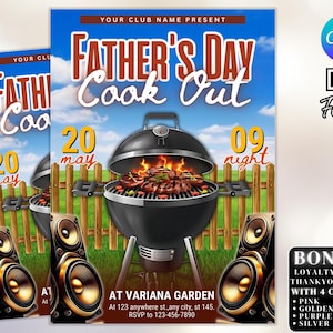Father's Day Cookout Flyer: Editable BBQ Party Template (canva, Digital ...