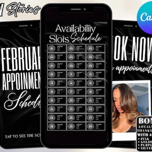 Instagram Story Calendar 2025 - Available Appointments Template - Monthly Schedule Template - Nail Tech Calendar