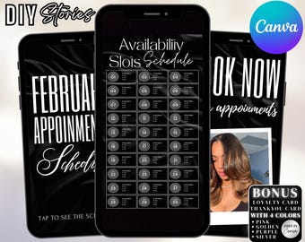 Instagram Story Calendar 2025 - Available Appointments Template - Monthly Schedule Template - Nail Tech Calendar