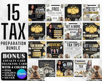 Tax Prep Bundle, Tax Prep Instagram, Tax Prep Flyer Bundle, Tax Flyer Template, Prep Flyers Bundle, Tax Prep Templates, Tax Preparation Post