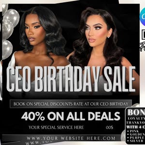 Black Birthday flyer, Birthday invitation, DIY Flyer, Baddie flyer, Glam design, Canva template, Editable flyer, Birthday bash, Invitation