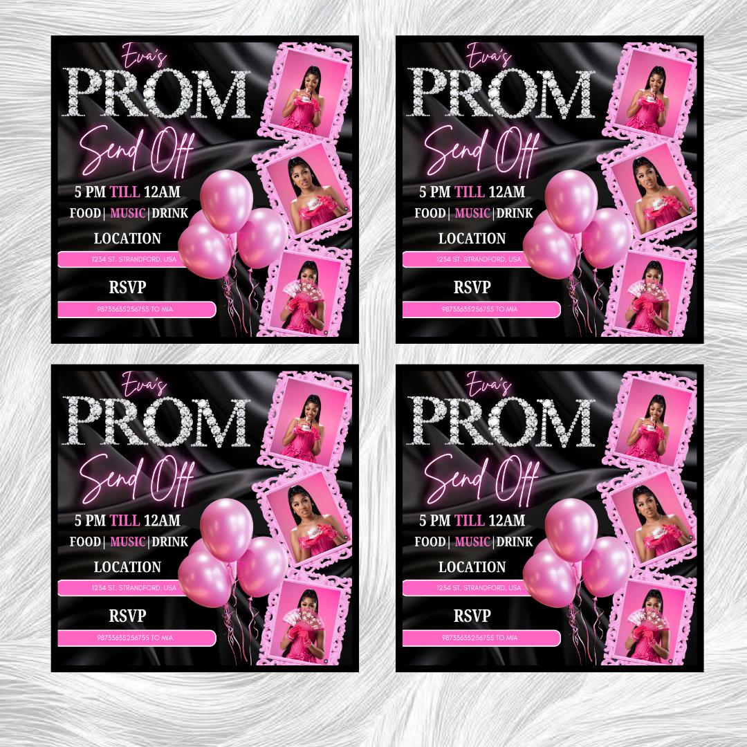Prom Send off Flyer Template, Editable Canva Prom Party Invitation ...