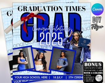 Graduate Flyer, Graduation Party Flyer, Graduation Invitation, College Decision, Class of 2025 Flyer, Senior Grad Announce, Canva Editable