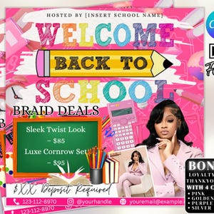 Back To School Flyer, Back to school sale flyer, Back to school Hair flyer, DIY canva template, Back 2 School Flyer, Canva Editable