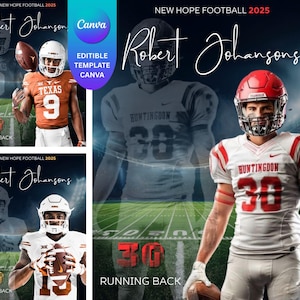 Football Poster Canva Template: Sports Photo Backdrop (Digital Download)