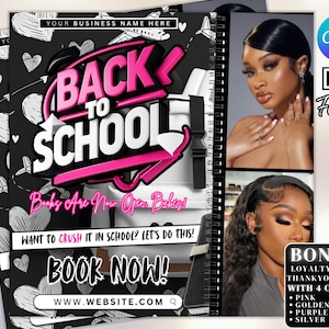 Editable August Booking Flyer: Back to School Hair, Nails, Lash Template (DIY Canva Design)