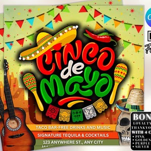 Cinco De Mayo Flyer, Club Flyer Template para Canva, Diy Event Flyer, Party Flyer, Mexican Party Flyer, Diy Cinco De Mayo, Canva Template