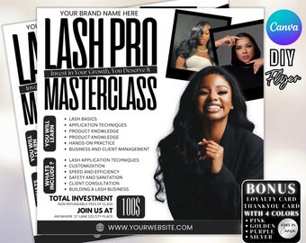 Editable Lash Class Flyer Template, Lash Training Course Flyer, Beauty Masterclass Flyer Template Design, DIY Canva Template For Lash Course