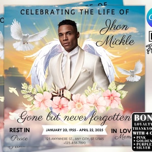 Memorial Funeral Announcement Flyer, Funeral Announcement Template, Funeral Invite Invitation, Rest In Peace Editable Flyer Editable