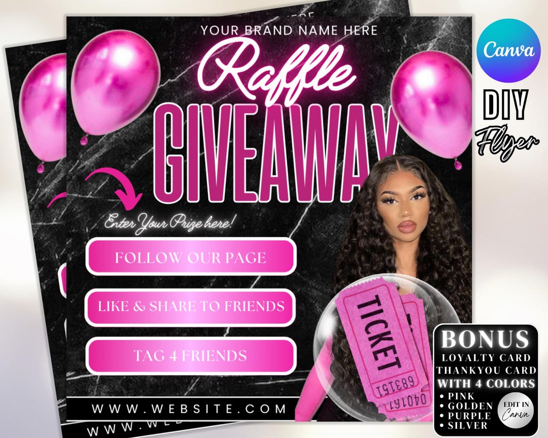 Hair Raffle DIY Beauty Raffle Flyer Template: Hair, Lashes, Makeup (1080x1080 Px ...
