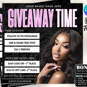Editable Giveaway Flyer Template: Salon Raffle Canva Design (Digital Download)