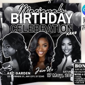 Editable Birthday Flyer Template: DIY Canva Invitation (1080x1080 px)