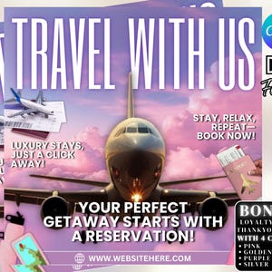 Travel Agent Flyer Canva Template, Travel Template, Business Flyer, Editable Template, Diy Travel Flyer Digital Download, Instagram Template
