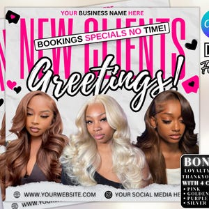 Neukunden-Flyer, Neukunden-Willkommens-Flyer, Hair Braids Lashes Perücke installiert Makeup-Nägel Buchungsflyer, Jetzt buchen, DIY-Treffen
