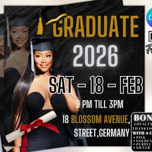 Graduation Party Flyer: Class of 2025, Canva Editable