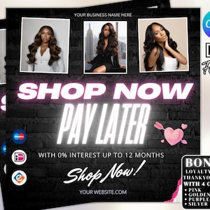 Shop Now Pay Later Flyer: Hair Boutique Template (Canva)