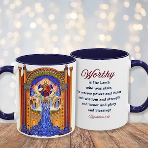 River of Life Revelation 22 Bible Verse Coffee Mug - Catholic Sacred Art Mug - Jesus Mug with Scripture Verse - Christian Faith Coffee Cup
