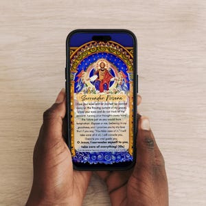 Surrender Prayer with River of Life Original Sacred Artwork for Devotion - Catholic Faith Wallpaper Phone Screen - Instant Digital Download