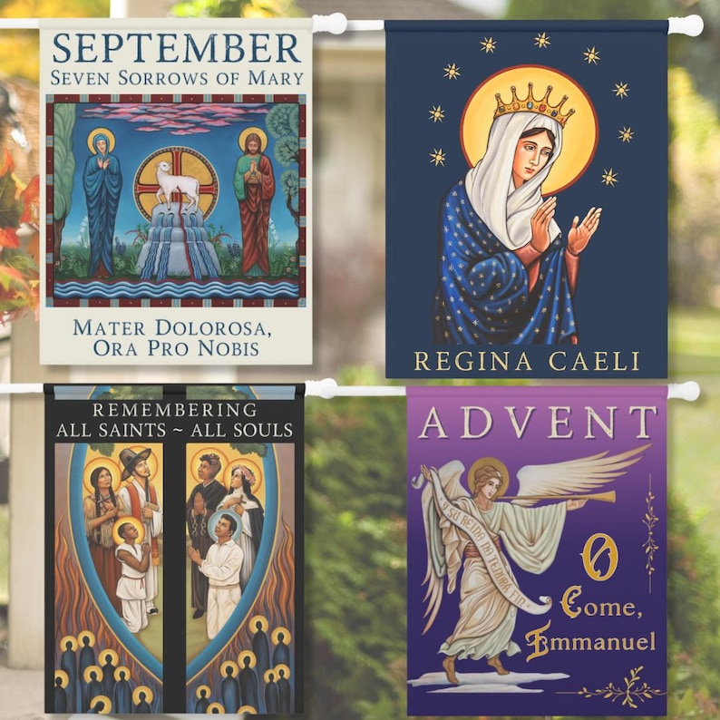One Year of Catholic Calendar Home Flags Bundle - 12 Months House ...