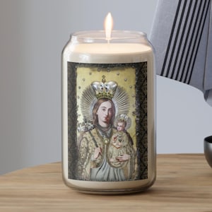 Madonna en kind geurende sojakaars - Heilige Maagd Maria antieke katholieke kaars - Gebedskaars Moeder Maria en Jezus - Altaarkaars thuis