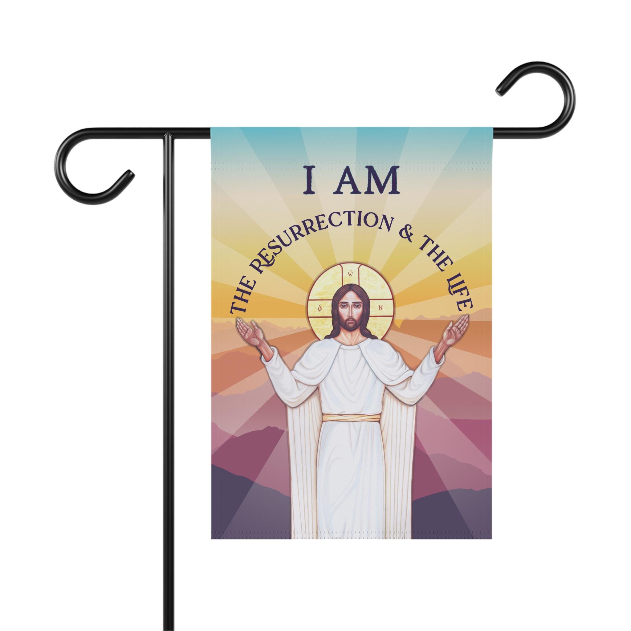 I Am the Resurrection Bible Verse Flag - Christian Easter Flag - Jesus ...