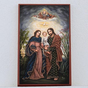 The Holy Family Sacred Art Print on Icon Board - Traditional Catholic Artwork - Sacred Geometry - Catholic Keepsake for Home Altar or Gift