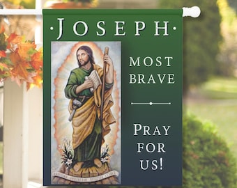 Saint Joseph House Flag - Catholic Devotions for March - St Joseph the Worker Garden + Yard Flag - Traditional Catholic Home Flag or Banner